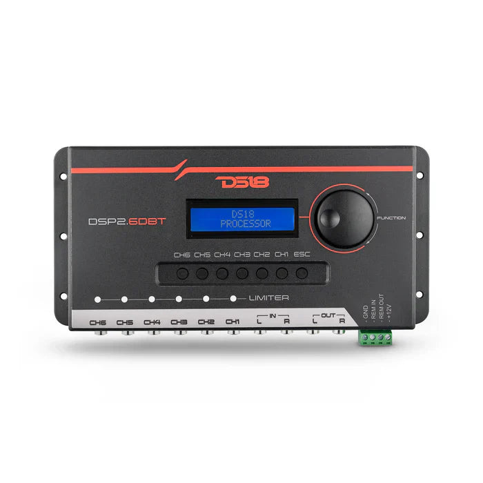 DS18 DSP2.6DBT 2-Channel In and 6-Channel Out Digital Sound Processor with Bluetooth and LCD Screen