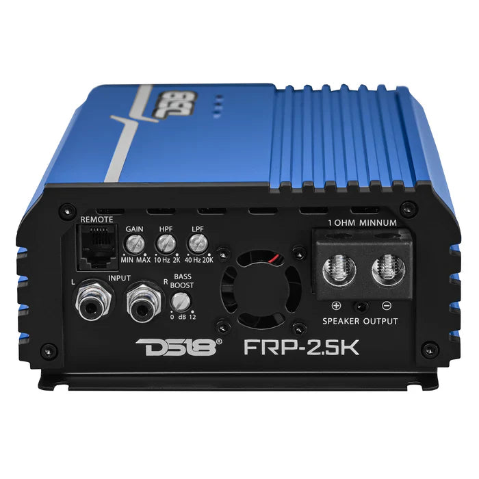 DS18 FRP-2.5K/BL FRP Compact Full-Range Class D 1-Channel Amplifier 2,500 Watts Rms @ 1-Ohm BLUE