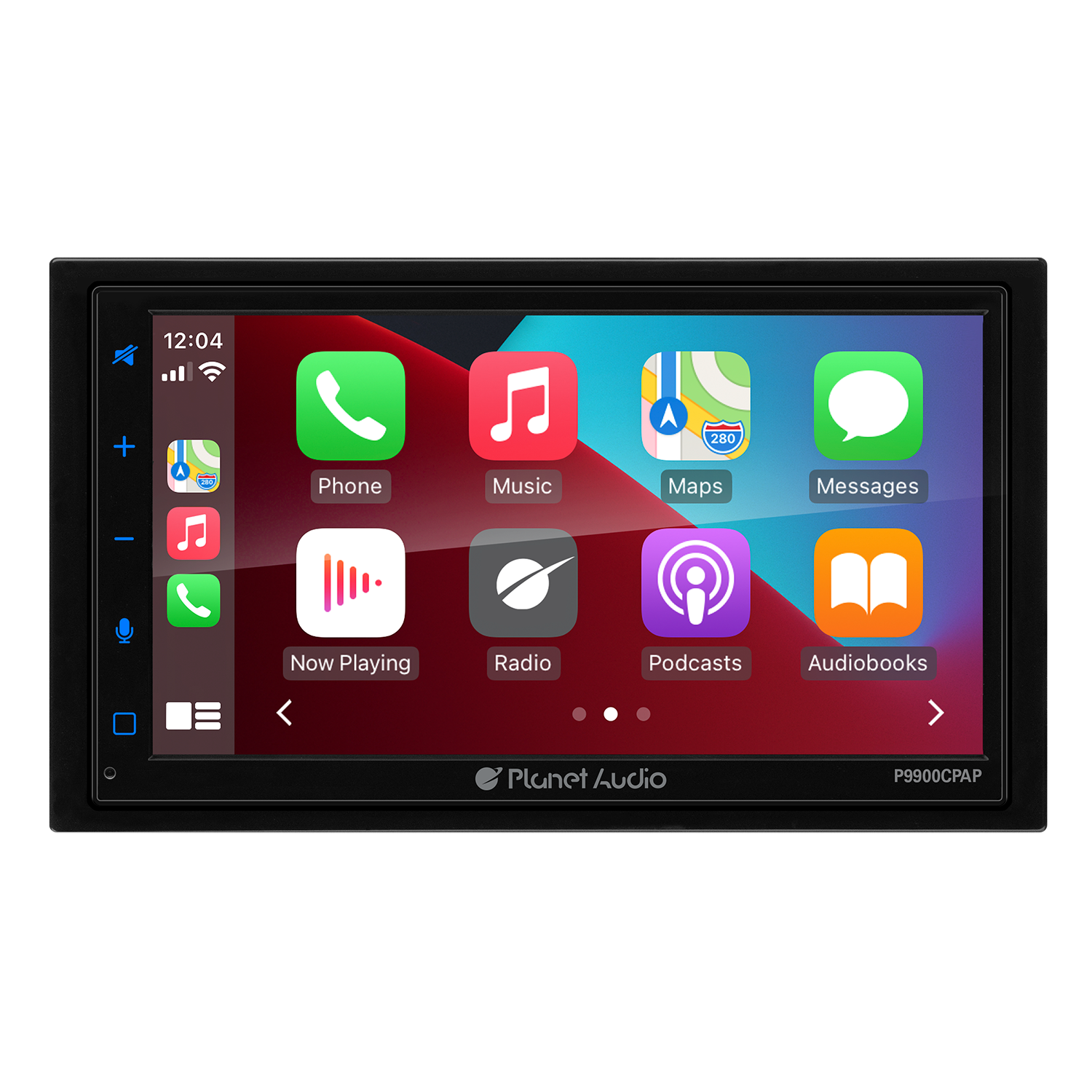 Planet Pro P9900CPAP Double-DIN, Wired Apple CarPlay & Android Auto, MECH-LESS Multimedia Player (no CD/DVD) 6.75" Touchscreen Bluetooth