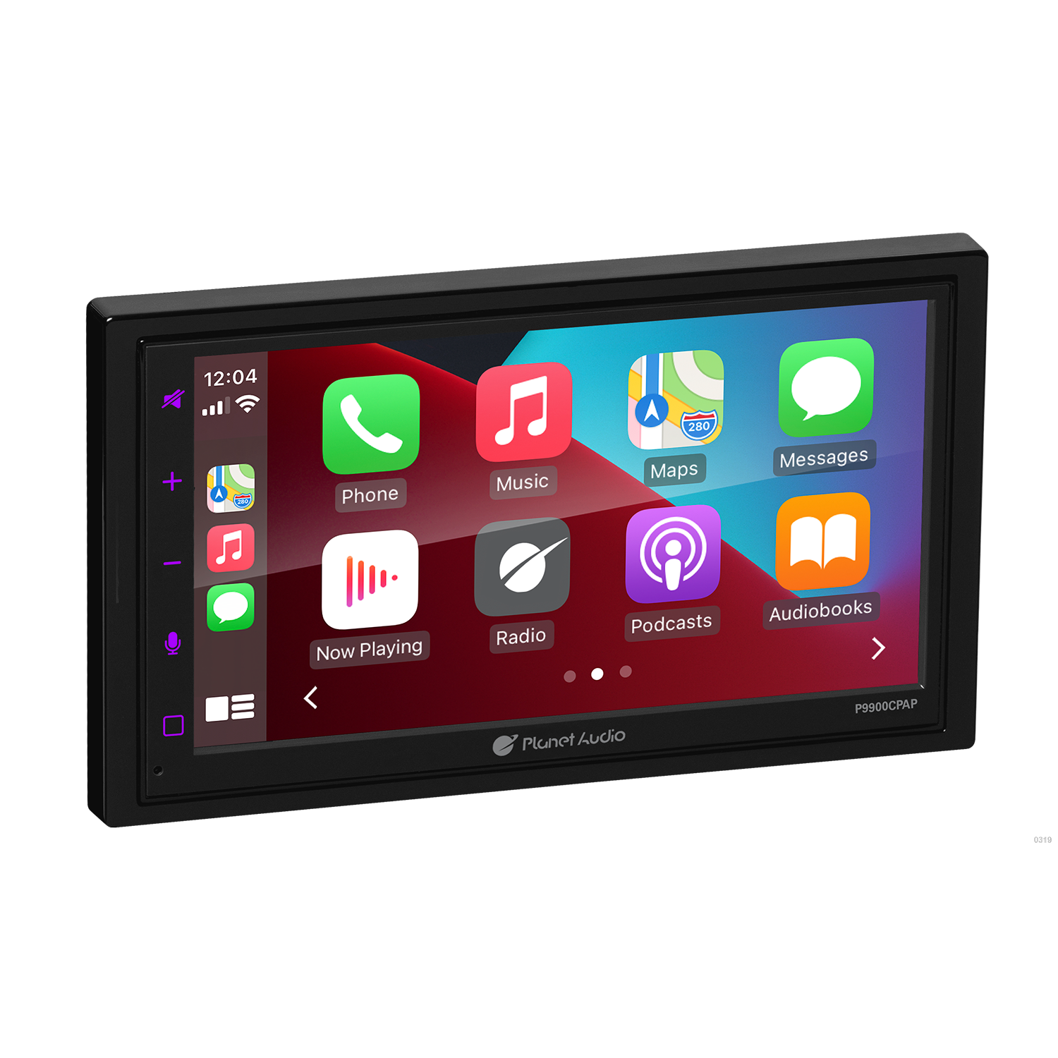 Planet Pro P9900CPAP Double-DIN, Wired Apple CarPlay & Android Auto, MECH-LESS Multimedia Player (no CD/DVD) 6.75" Touchscreen Bluetooth