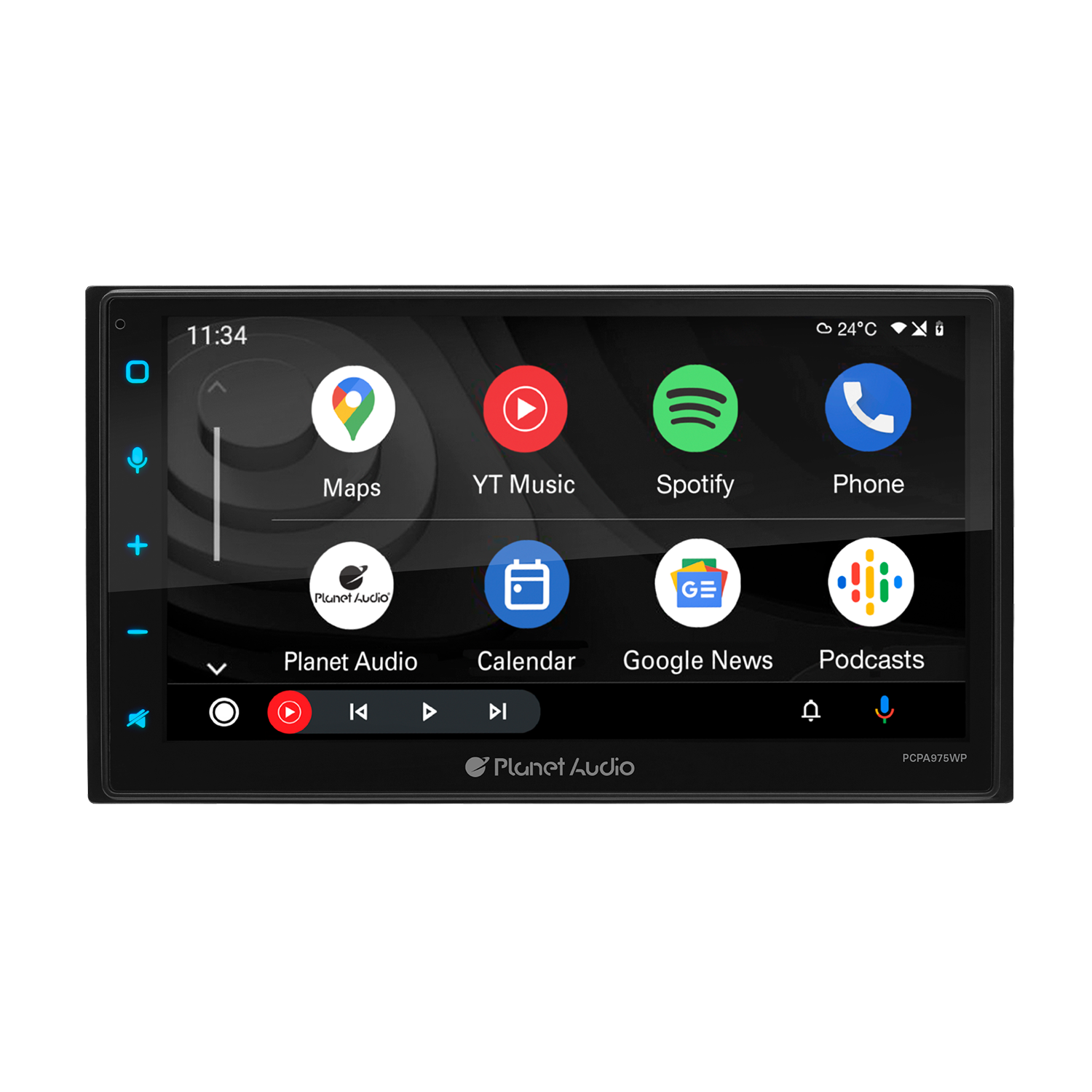 Planet Pro PCPA975WP Double-DIN, Wired Apple CarPlay & Android Auto, MECH-LESS Multimedia Player (no CD/DVD) 6.75" Touchscreen Bluetooth