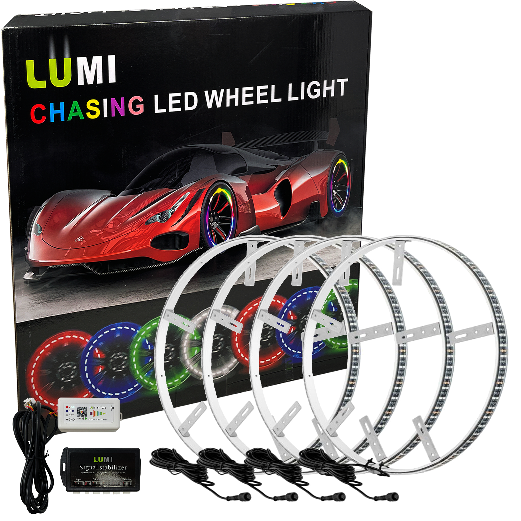 LUMI 15" Chasing RGB Wheel Ring Lights