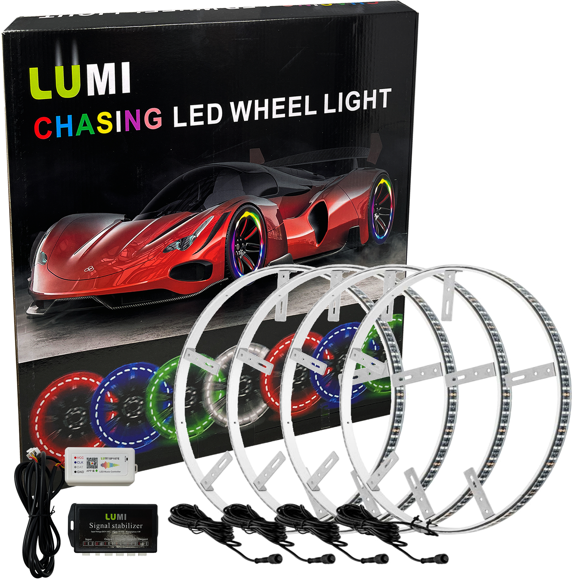 LUMI 20" Chasing RGB Wheel Ring Lights