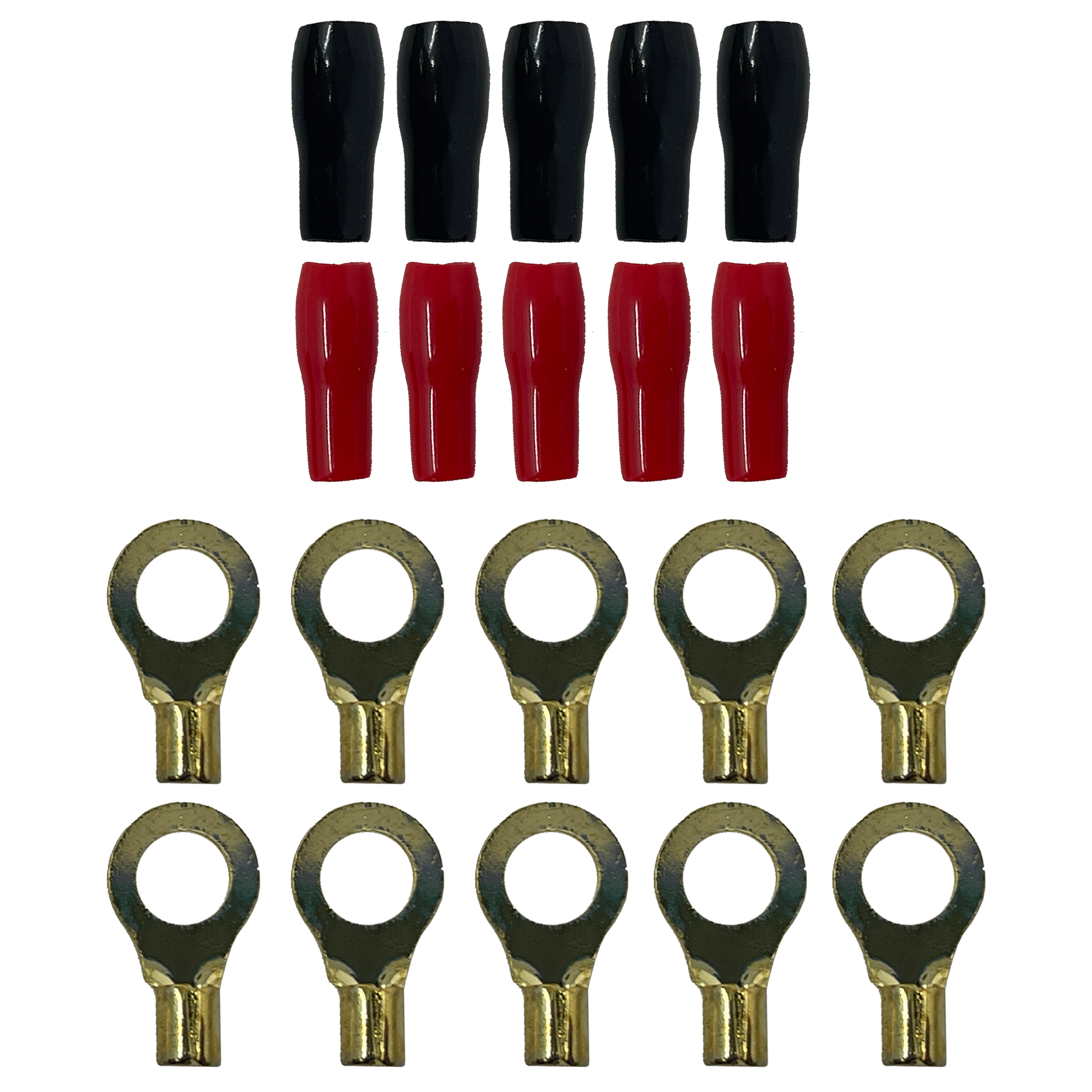 Elite Audio EA-RT14GA 10-Pack 14 Gauge Gold Plated Ring Terminals with Sleeves