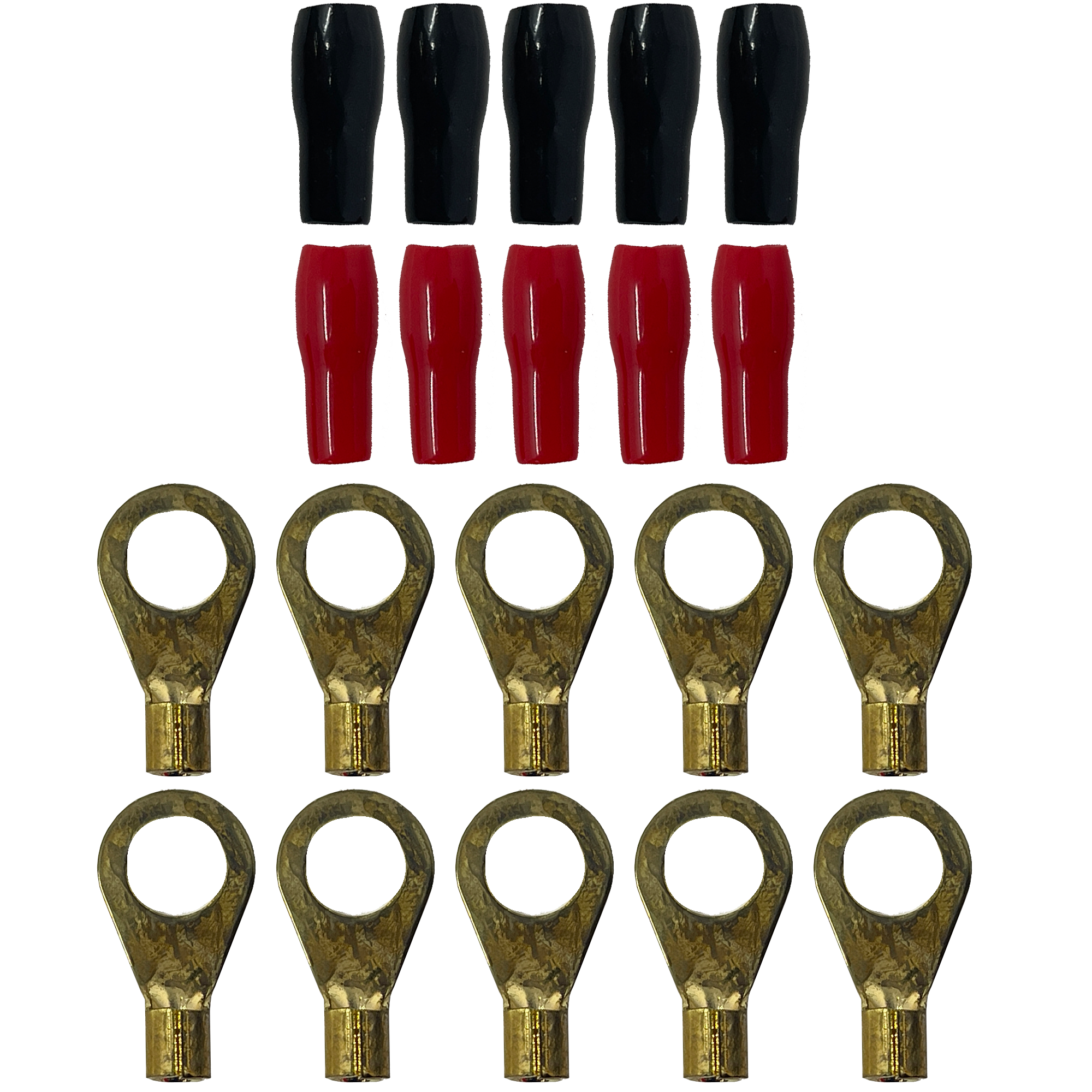 Elite Audio EA-RT10GA 10-Pack 10 Gauge Gold Plated Ring Terminals with Sleeves